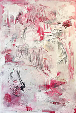 Quarantine - A Study In Red - 40x60 Acrylic, Oil, Pastel, Graphite, Ink on Canvas